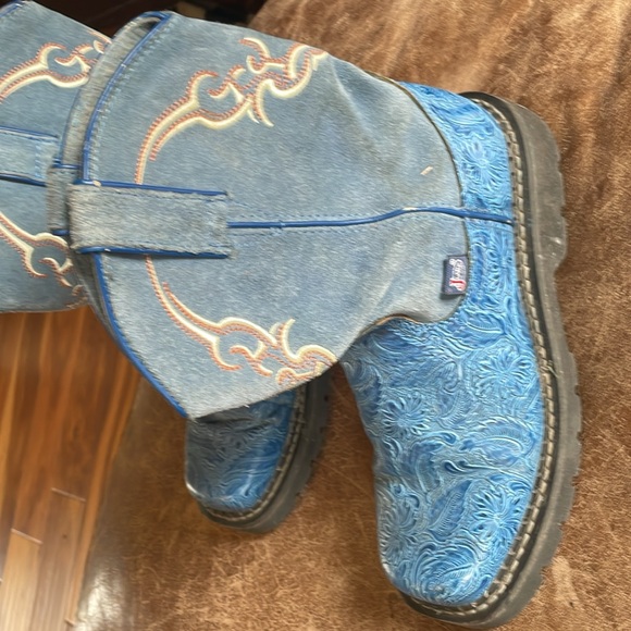 Justin Women's Blue Round Toe Cowgirl Boots. Good Condition. Size 8B. - Picture 8 of 16